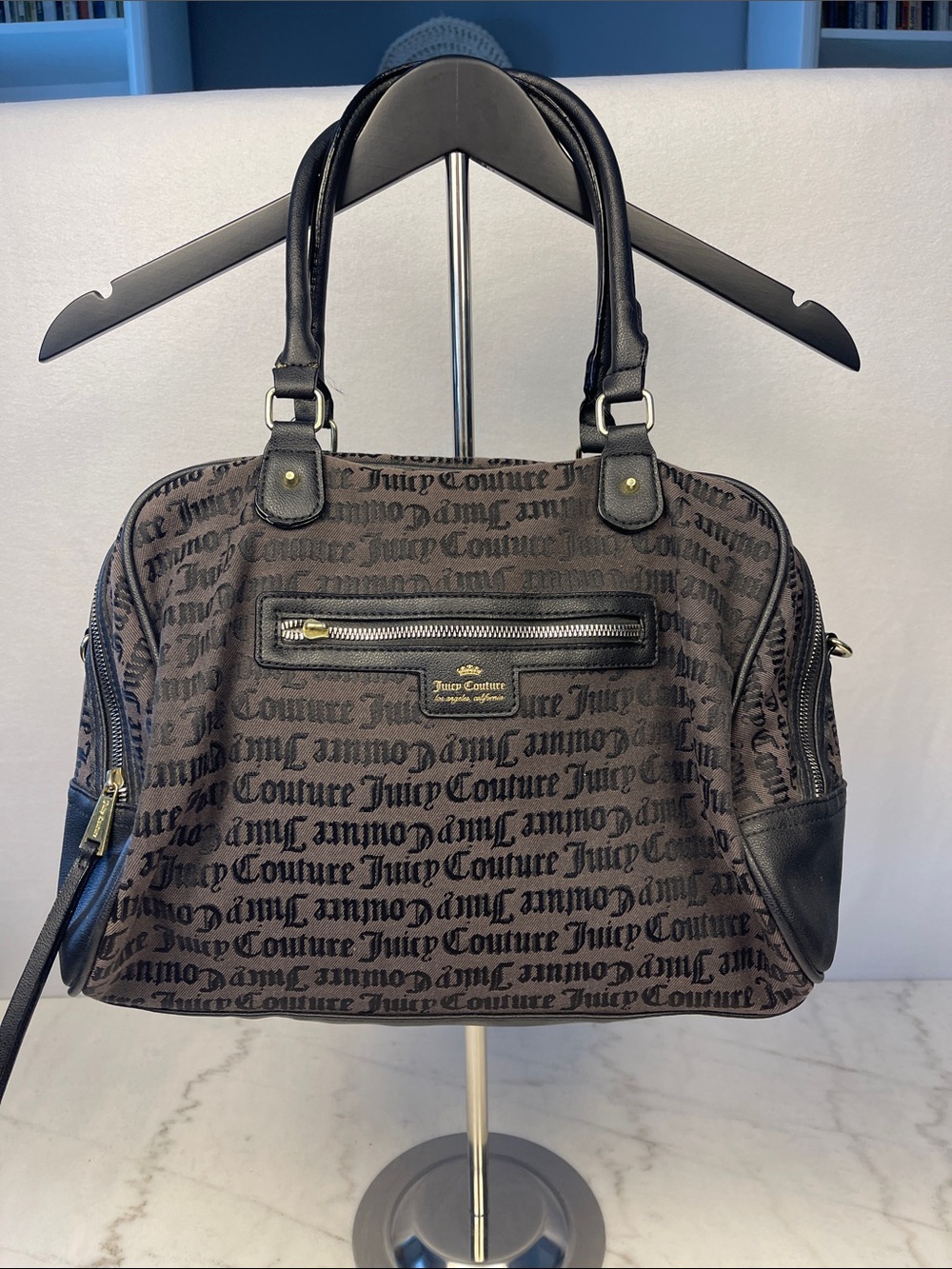 Juicy Couture Black and Dark Brown Monogram Tote Bag